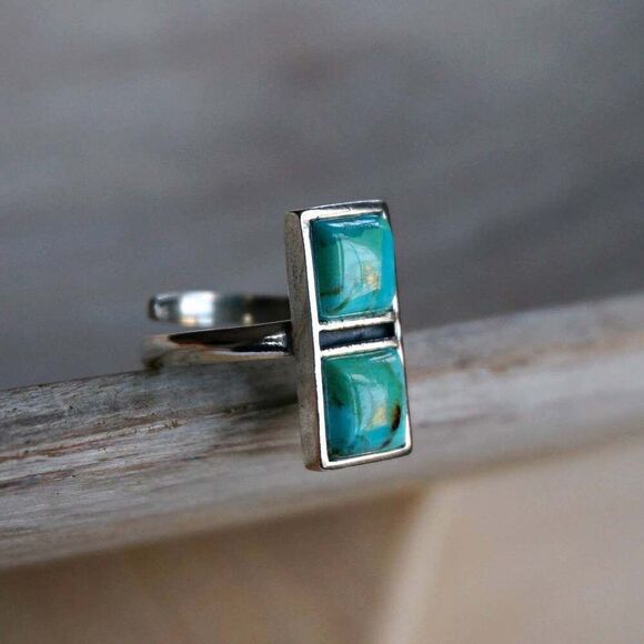 Boho Native American Turquoise Dream Sterling Silver Adjustable Ring, Gift Box - Picture 11 of 11